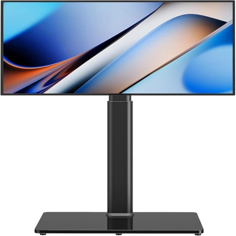 Black / White Floor TV Stand with Tempered Glass Base and Swivel Mount – 27 to 65 in TVs