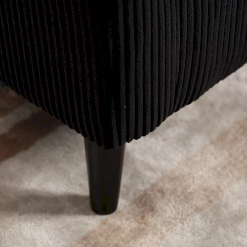Beige / Gray / Emerald / Black / Camel / Blue Corduroy Barrel Accent Chair with Wood Legs – 1 Person