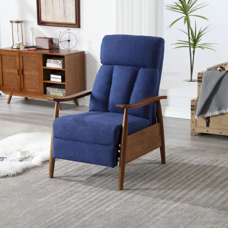 Light Gray / Beige / Dark Gray / Coffee / Blue / Olive Green Fabric Recliner Chair with Footrest and Wood Frame – 1 Person